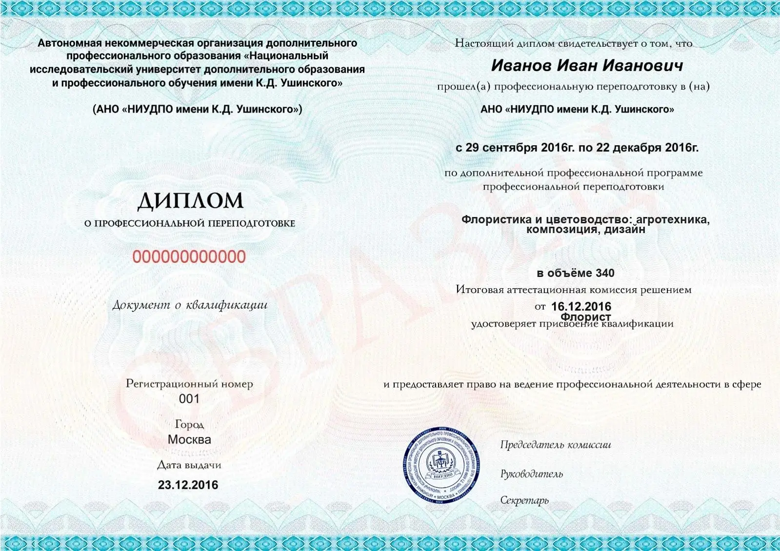 Диплом о дополнительном профессиональном образовании