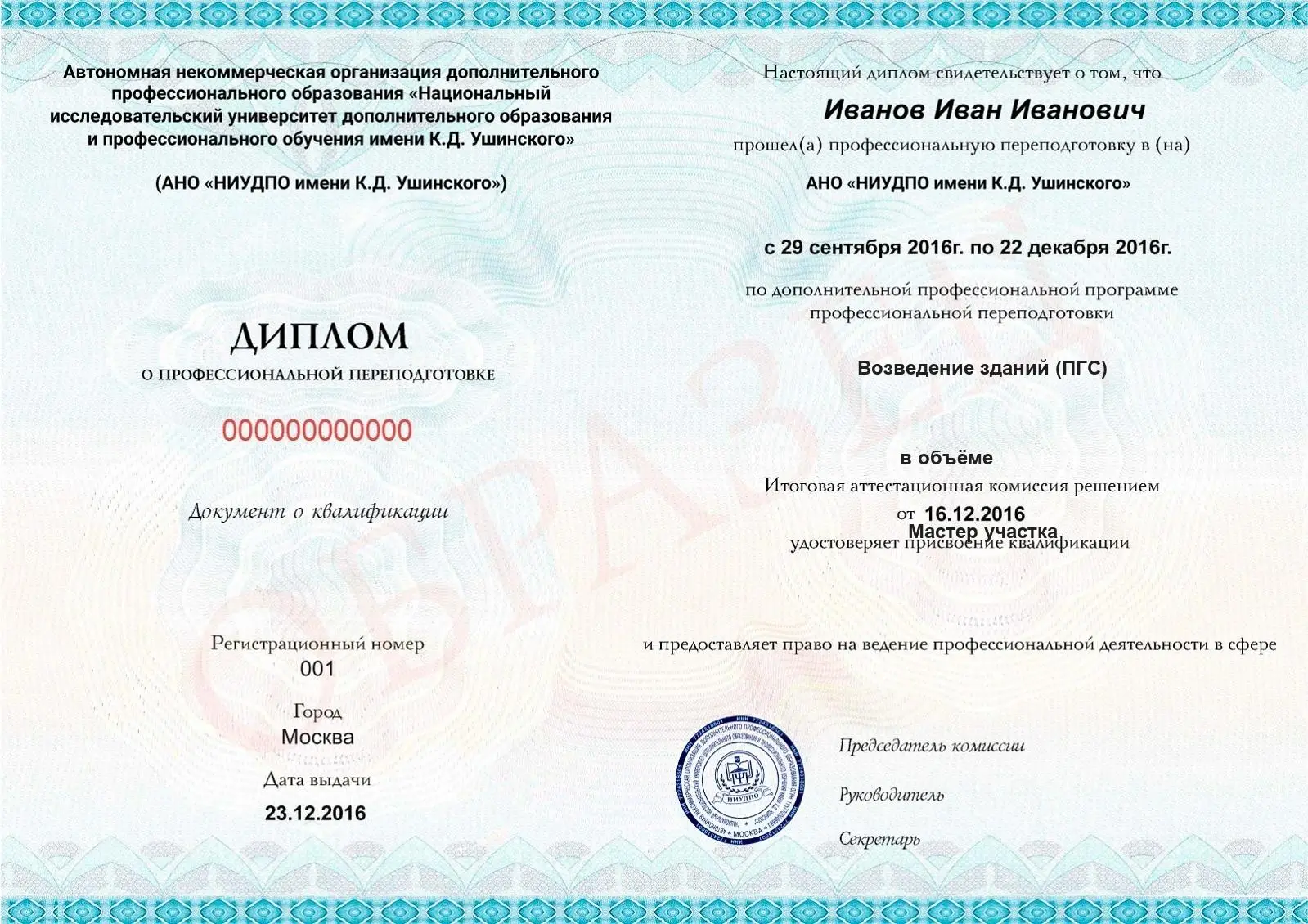 Диплом о дополнительном профессиональном образовании