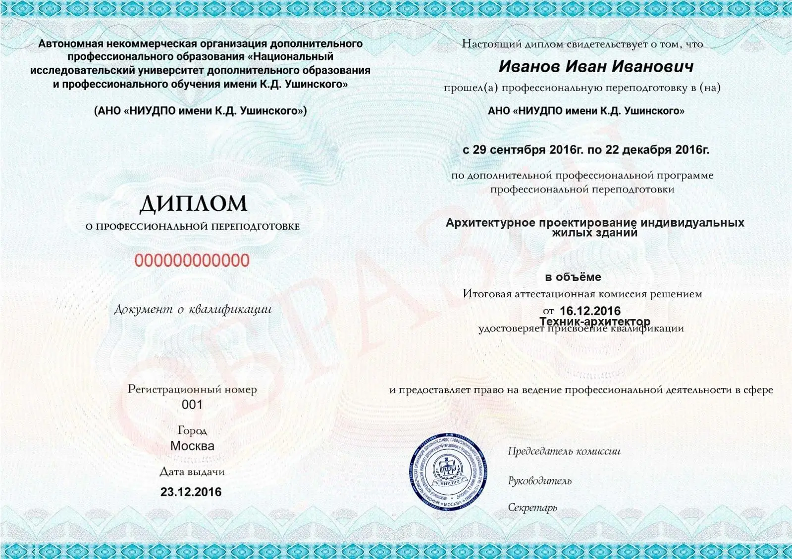 Диплом о дополнительном профессиональном образовании